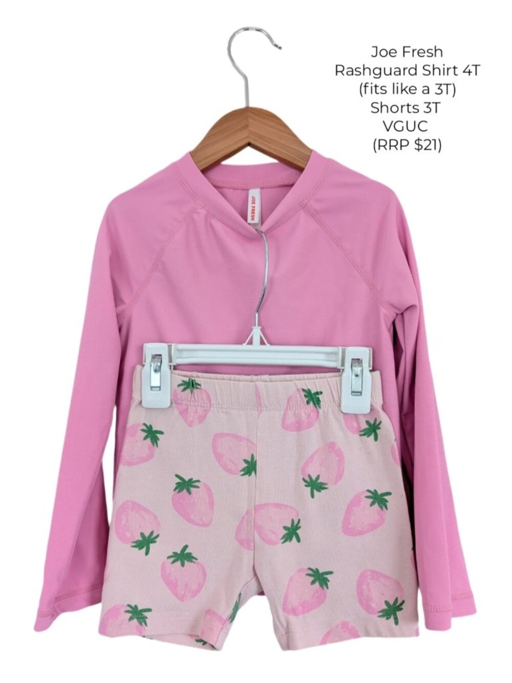 Joe Fresh Pink Sun Shirt & Strawberry Biker Shorts Rashguard Shirt 3T